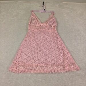 Bed of Roses Pink Lace Chemise Set 2 Piece Floral Babydoll BET059B Mens M